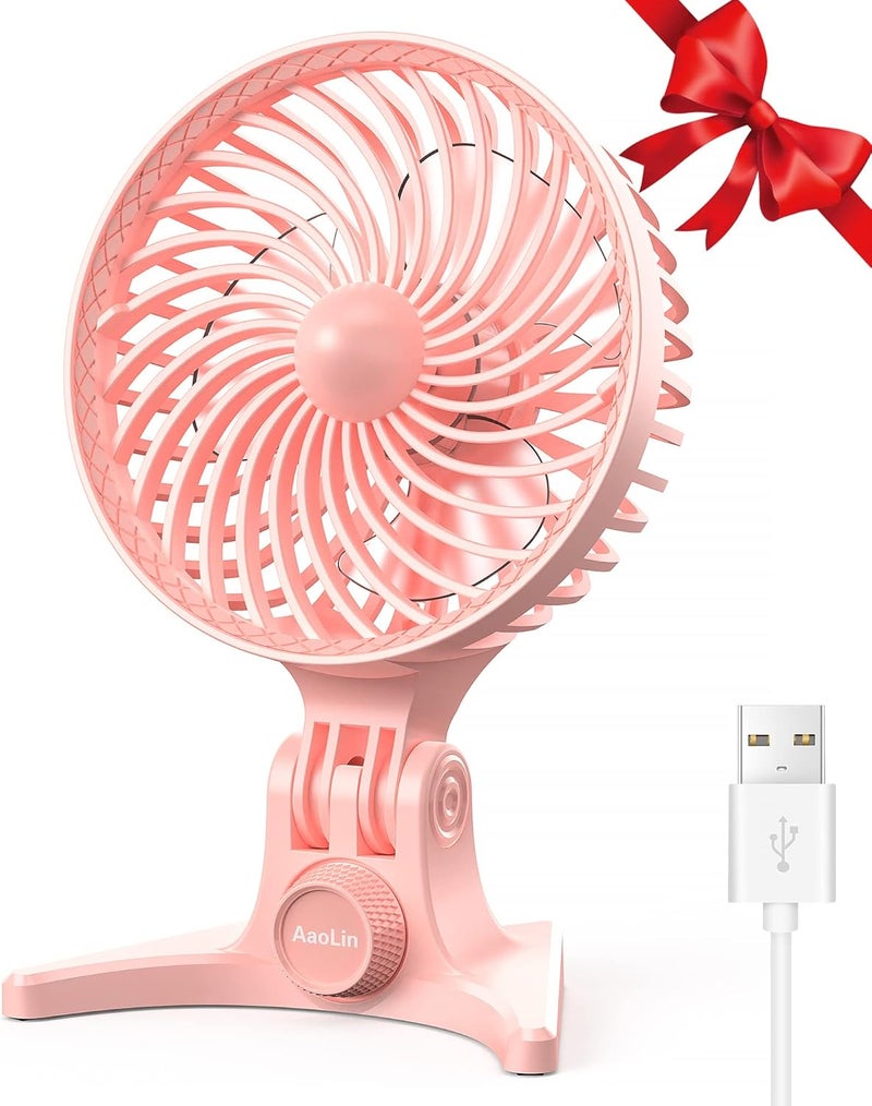 AaoLin USB Desk Fan, Small Fans with CVT Variable Speeds, Strong Cooling Airflow, Quiet Portable, Desktop Mini Personal Table Fan for Room, Home,Office, Bedroom, Pink - Image 1